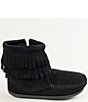 Color:Black - Image 2 - Girls' Double Fringe Suede Boots (Youth)