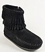 Color:Black - Image 1 - Girls' Double Fringe Suede Boots (Toddler)