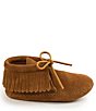 Color:Brown - Image 2 - Kids' Suede Fringe Boot Softsoles (Youth)