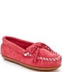 Color:Hot Pink - Image 1 - Kids' Kilty Suede Whipstitch Moccasins (Youth)