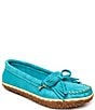 Color:Turquoise - Image 1 - Kilty Tread Suede Moccasins