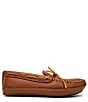 Color:Carmel - Image 2 - Men's Sheepskin Lined Moose Slippers