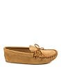 Color:Tan - Image 2 - Men's Leather Laced Softsole Slippers