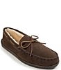 Color:Chocolate - Image 1 - Men's Suede Pile Lined Hardsole Slippers