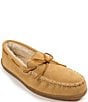Color:Tan - Image 1 - Men's Suede Pile Lined Hardsole Slippers