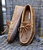 Color:Brown - Image 6 - Men's Water Resistant Tie Tread Moccasin Loafers