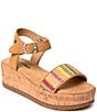 Color:Tan Multi - Image 1 - Patrice Ankle Strap Platform Wedge Sandals