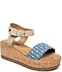 Color:Light Blue Denim Multi - Image 1 - Patrice Denim Multi Ankle Strap Platform Wedge Sandals