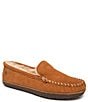 Color:Brown - Image 1 - Women's Terese Suede Sheepskin Fur Lined Moccasin Slippers