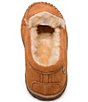 Color:Brown - Image 3 - Women's Terese Suede Sheepskin Fur Lined Moccasin Slippers