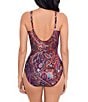 Color:Multi - Image 2 - Dynasty Siren Printed Surplice V-Neck Underwire One Piece Swimsuit
