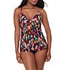 Miraclesuit Fafalle Marina Molded Cups Underwire V-Neck Tankini Swim Top & Solid High Rise Bikini Swim Bottom - Image 1