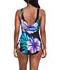 Color:Black/Multi - Image 2 - Flora Aura It's A Wrap Printed Surplice V-Neck Padded Straps Underwire One Piece Swimsuit