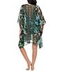 Miraclesuit Florica Semi Sheer Georgette V-Neck Caftan Swim Cover-Up, Color:Black/Multi - Image 2