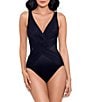 Miraclesuit Illusionists Crossover Mesh Inset One Piece Swimsuit, Color:Black - Image 1