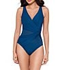 Miraclesuit Illusionists Mesh Inset Cinch Twist Surplice One Piece Swimsuit, Color:Twilight - Image 3
