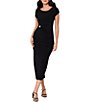 Miraclesuit Isla Solid Scoop Neck Cap Sleeve Shaping Midi Dress - Image 4