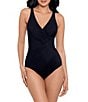 Color:Black - Image 1 - Must Have Oceanus Solid V-Neck Underwire DD Cup Shaping One Piece Swimsuit