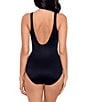 Color:Black - Image 2 - Must Have Oceanus Solid V-Neck Underwire DD Cup Shaping One Piece Swimsuit