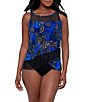 Miraclesuit Obsidian Flora Mirage Scoop Neck Underwire Bra Tankini Swim Top & Solid High Rise Bikini Swim Bottom - Image 1