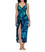 Color:Blue Multi - Image 1 - Palm Reeder Georgette Scarf Pareo Cover-Up