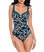 Color:Black/Multi - Image 1 - Palma Verde Escape Printed Sweetheart Neck Padded Straps Underwire One Piece Swimsuit