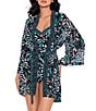 Miraclesuit Palma Verde Printed Open Front Belted Kimono Swim Cover-Up, Color:Black/Multi - Image 1