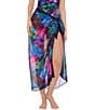 Color:Black/Multi - Image 1 - Pixel Palmas Georgette Sarong Scarf Pareo Cover-Up