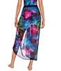 Color:Black/Multi - Image 2 - Pixel Palmas Georgette Sarong Scarf Pareo Cover-Up