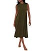 Miraclesuit Pleated Sleeveless Button Front Beach Dress Swim Cover-Up, Color:Nori - Image 1