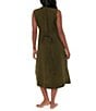 Miraclesuit Pleated Sleeveless Button Front Beach Dress Swim Cover-Up, Color:Nori - Image 2