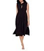 Miraclesuit Pleated Sleeveless Button Front Beach Dress Swim Cover-Up, Color:Black - Image 1