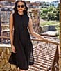 Miraclesuit Pleated Sleeveless Button Front Beach Dress Swim Cover-Up, Color:Black - Image 3