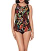 Miraclesuit Pluma Orla Ursula Underwire Bra High Neck Tankini Swim Top & Solid High Rise Bikini Swim Bottom - Image 1