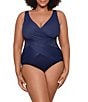 Miraclesuit Plus Size Illusionists Crossover Mesh Inset One Piece Swimsuit, Color:Midnight - Image 1