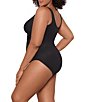 Miraclesuit Plus Size Illusionists Crossover Mesh Inset One Piece Swimsuit, Color:Black - Image 3