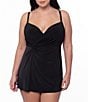 Miraclesuit Plus Size Solid Adora Underwire V-Neck One Piece Swim Dress - Image 1