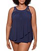 Miraclesuit Plus Size Solid Illusionists Scoop Neck Underwire Tankini Swim Top & Plus Size Basic Swim Bottom - Image 1
