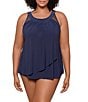 Miraclesuit Plus Size Solid Mesh Illusionists Ursula Scoop Neck Underwire Bra Tankini Swim Top - Image 4