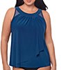 Miraclesuit Plus Size Solid Mesh Illusionists Ursula Scoop Neck Underwire Bra Tankini Swim Top - Image 5