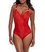 Color:Cayenne Red - Image 1 - Razzle Dazzle Siren Underwire Shaping V-Neck One Piece Swimsuit