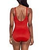 Color:Cayenne Red - Image 2 - Razzle Dazzle Siren Underwire Shaping V-Neck One Piece Swimsuit