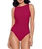 Color:Grenadine Red - Image 1 - Rock Solid Regatta High Neck One Piece Swimsuit