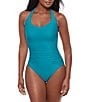 Miraclesuit Rock Solid Utopia Halter Tie Neck Underwire One Piece Swimsuit, Color:Maldives Blue - Image 1