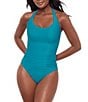 Miraclesuit Rock Solid Utopia Halter Tie Neck Underwire One Piece Swimsuit, Color:Maldives Blue - Image 4