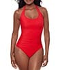 Miraclesuit Rock Solid Utopia Halter Tie Neck Underwire One Piece Swimsuit, Color:Poppy - Image 1