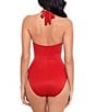 Color:Cayenne Red - Image 2 - Rock Solid Utopia Halter Tie Neck Underwire One Piece Swimsuit