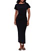 Miraclesuit Solid Kaia Boat Neck Short Sleeve Midi Dress - Image 1