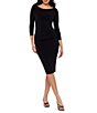 Miraclesuit Solid Rory Boat Neck 3/4 Sleeve Shaping Midi Bodycon Dress - Image 1
