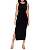 Miraclesuit Solid Roxi Boat Neck Sleeveless Double Side Slit Midi Dress - Image 1
